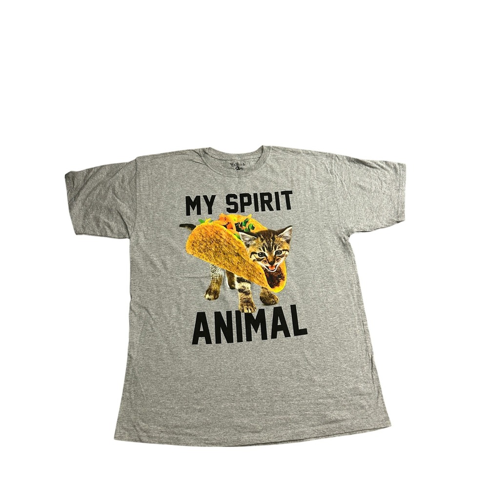 Walnut & 39th TShirt Mens XL Gray Excellent My Spirit Animal Kitten Taco Graphic